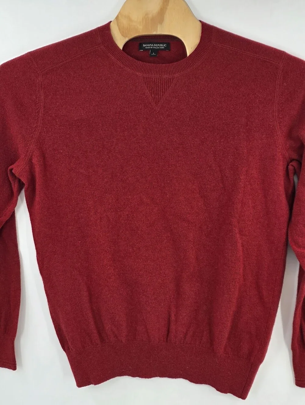 Banana Republic Red Crew Neck Pullover Sweater Merino Wool Blend Men's Large L